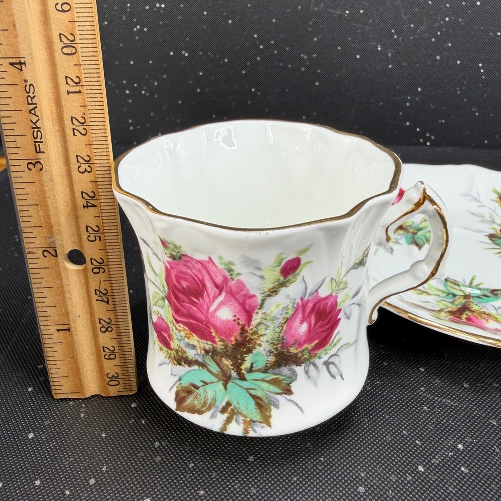 Hammersley Victorian Rose Fine Bone China Teacup Saucer Set Gold Gilt England - Picture 3 of 10